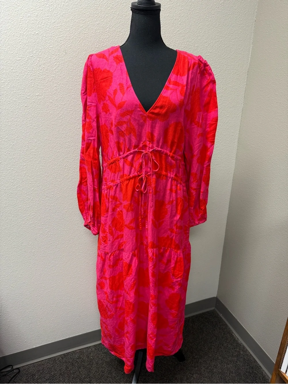 NWT Kate Spade NWT Large Pink Red Floral Midi Maxi Dress Romantic Boho Gown